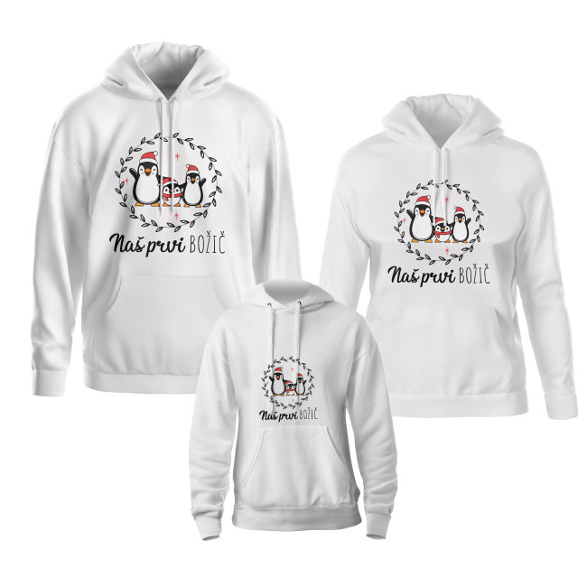 Komplet hoodie PRVI BOŽIČ PINGVIN DRUŽINA