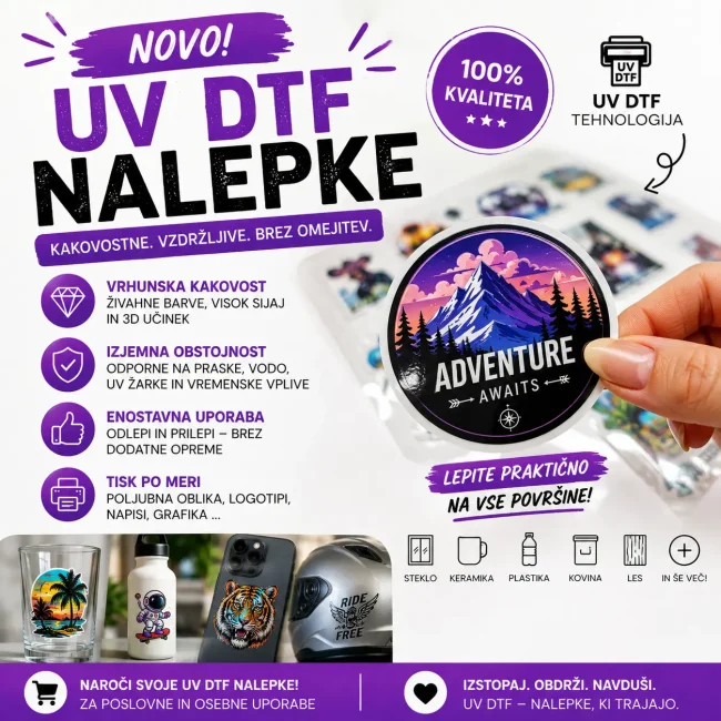 UV-DTF NALEPKE z vašimi grafikami po naročilu